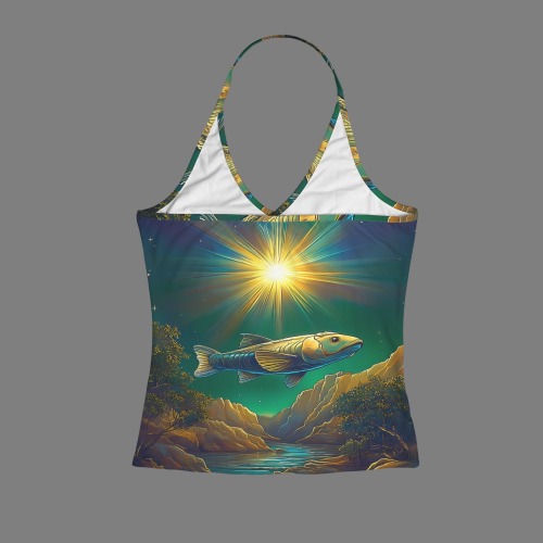 Celestial Swim Women's V-Neck Halter Top (Model T83)