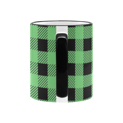 Buffalo Plaid Green Custom Edge Color Mug (11oz)