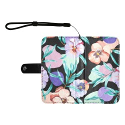 Dark modern tropical floral PD Flip Leather Purse for Mobile Phone/Large (Model 1703)