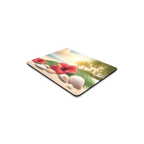 Macro Close-up of Hibiscus Seashells Tropical Beach Rectangle Mousepad