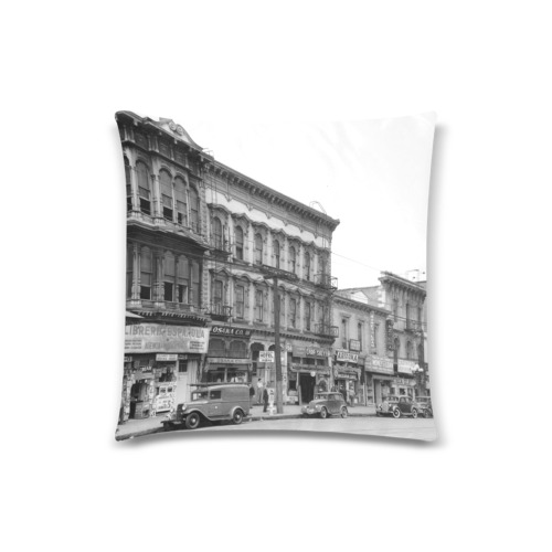East side of Main Street Los Angeles. 1930s Custom Zippered Pillow Case 18"x18" (one side)