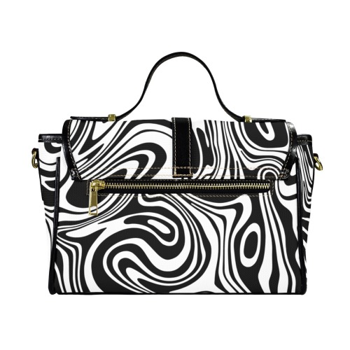 Black and White Marble Multi-Function Satchel-Black (Model 1740)