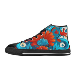 folklore motifs shoes Women's Classic High Top Canvas Shoes (Model 017)