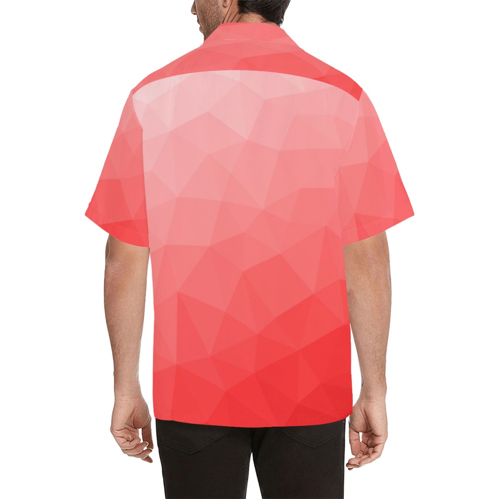 Red gradient geometric mesh pattern Hawaiian Shirt (Model T58)