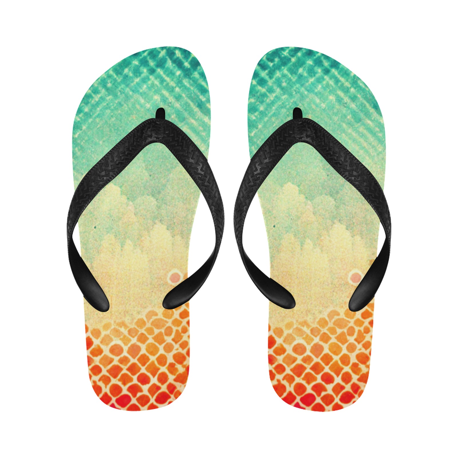 Sand Sea Abstract Flip Flops in summery colors beach thongs shower shoes Flip Flops for Men/Women (Model 040)