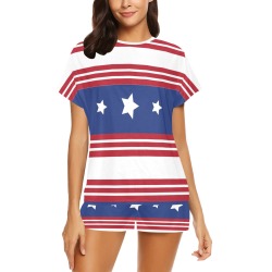 Red White and Blue Patriotic Women's Short Pajama Set