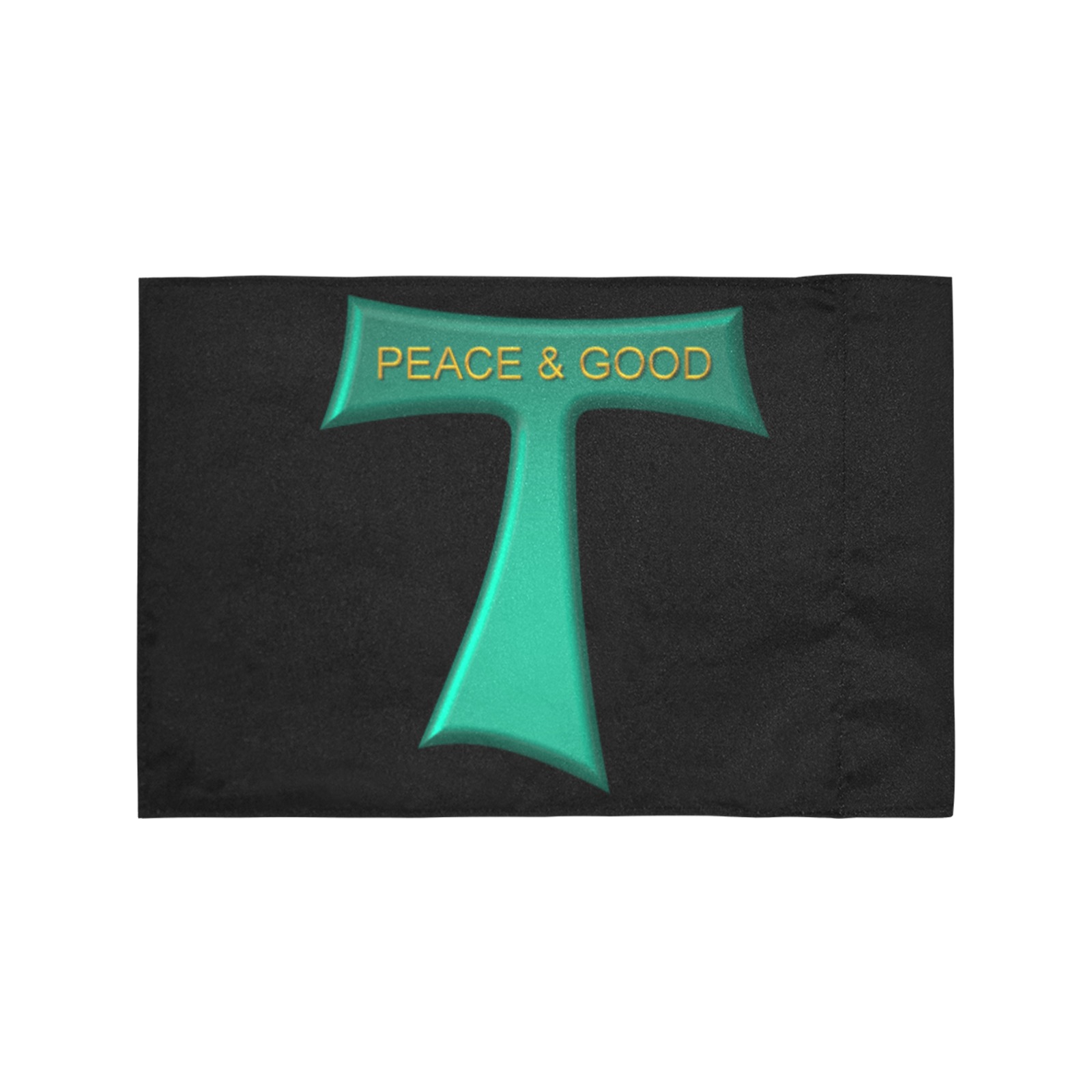 Franciscan Tau Cross Peace and Good Green Steel Metallic Motorcycle Flag (Twin Sides)