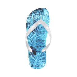 Blue_tropical_jungle Flip Flops for Men/Women (Model 040)