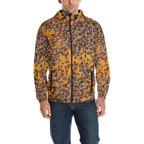 HONEY BEES 3 All Over Print Quilted Windbreaker for Men (Model H35)