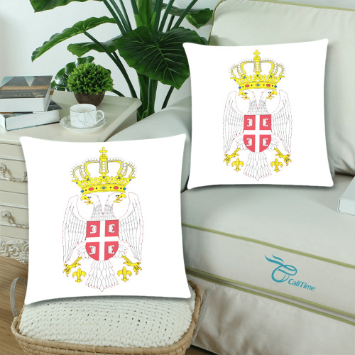 Serbian Eagle Custom Zippered Pillow Cases 18"x 18" (Twin Sides) (Set of 2)