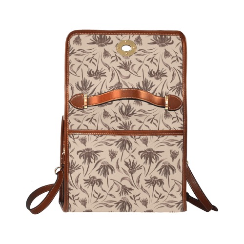 Lovely Traditional Vintage Floral Waterproof Canvas Bag-Brown (All Over Print) (Model 1641)