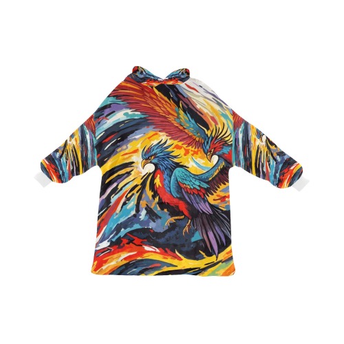 Charming fantasy phoenix birds, flames and fire. Blanket Hoodie for Men