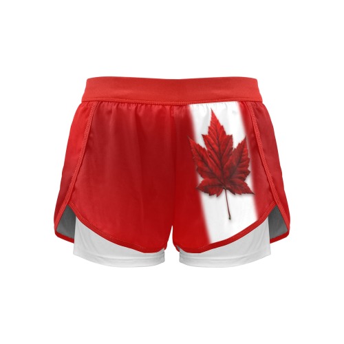 Women's Canada Flag Sports Shorts Women's Sports Shorts with Compression Liner (Model L63)