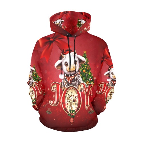 Cute christmas cow All Over Print Hoodie for Men (USA Size) (Model H13)