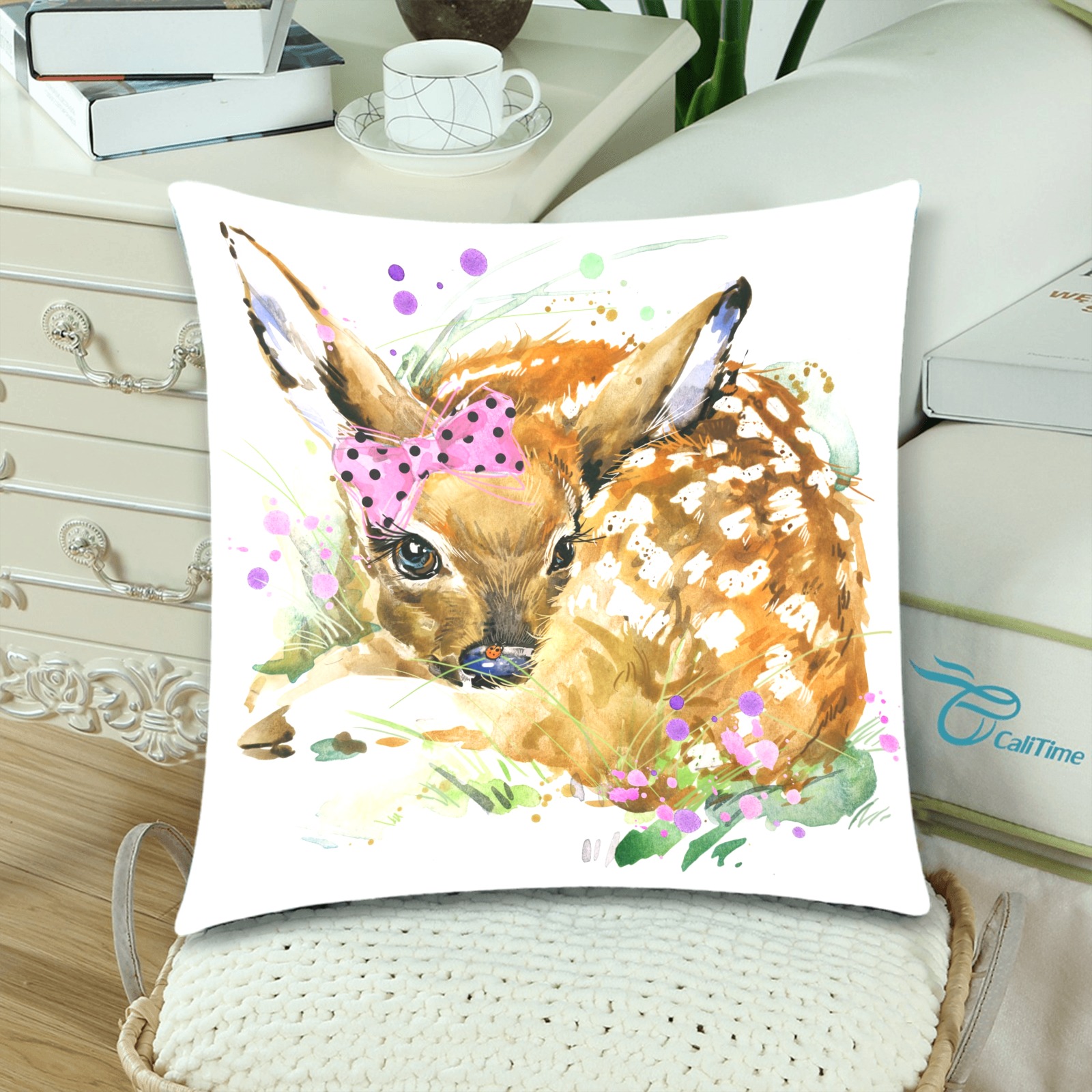 Fawn Print Custom Zippered Pillow Cases 18"x 18" (Twin Sides) (Set of 2)