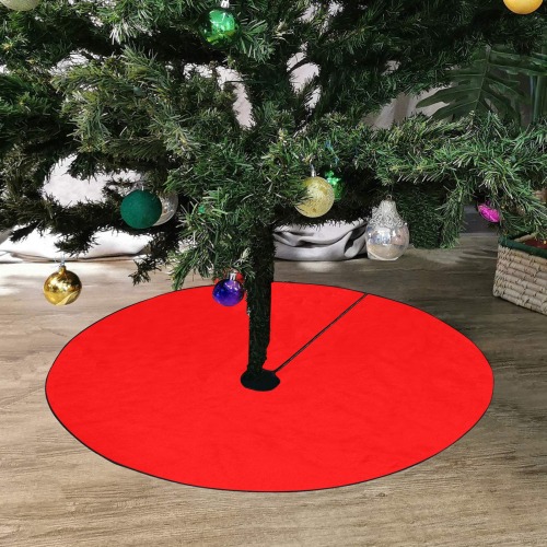 Merry Christmas Red Solid Color Thick Christmas Tree Skirt 36" x 36"