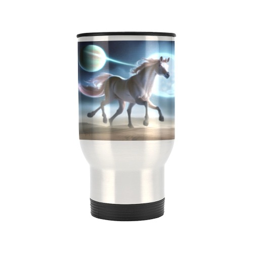 Alien Horse Travel Mug (Silver) (14 Oz)