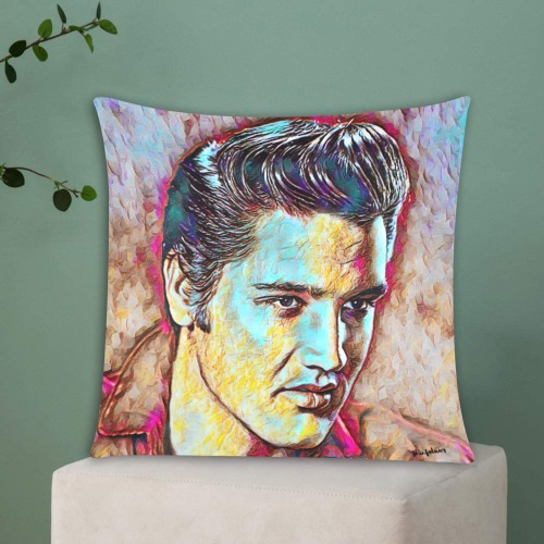 The King. Elvis Presley Custom Zippered Pillow Cases 18"x18" (Two Sides)