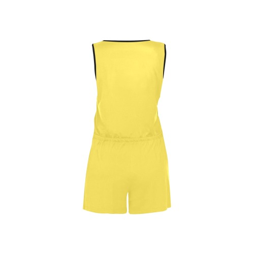 Yellow Jumpsuit Women All Over Print Short Jumpsuit