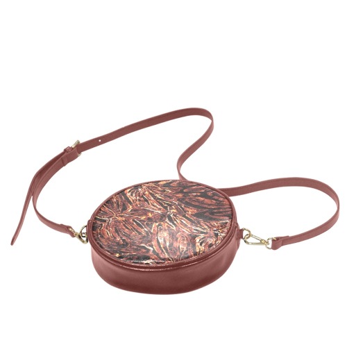 Abstract golden waves Round Sling Bag (Model 1647)