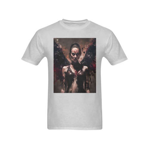 graphicmystical_dynamic_battle_pose_beautiful_female_Fallen_Ang_3c660d11-2137-43c9-9a13-23e8687510fd Men's T-Shirt in USA Size (Two Sides Printing)