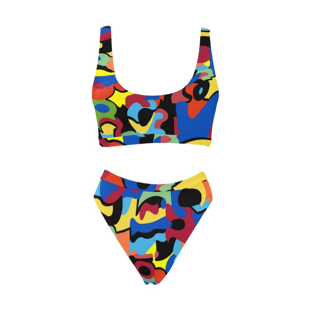 Shabach Bikini Set Sport Top & High-Waisted Bikini Swimsuit (Model S07)