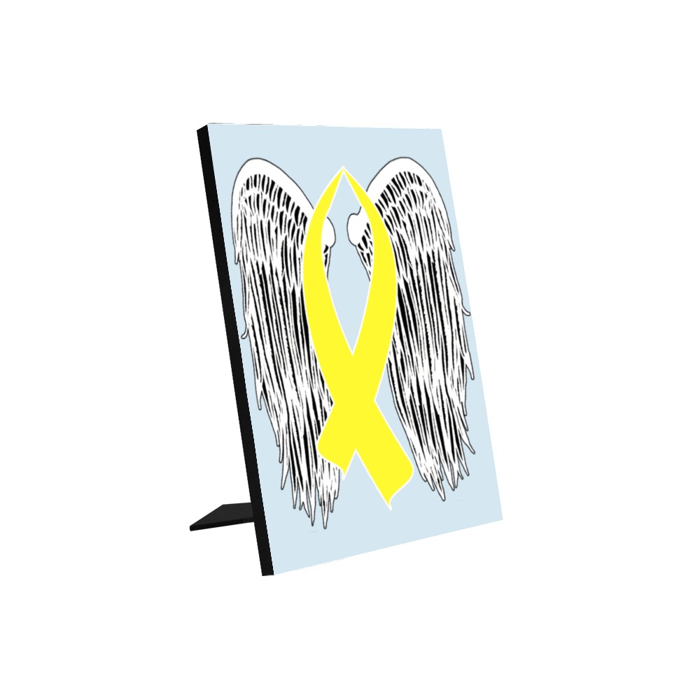 Winged Awareness Ribbon (Yellow) Photo Panel for Tabletop Display 6"x8"