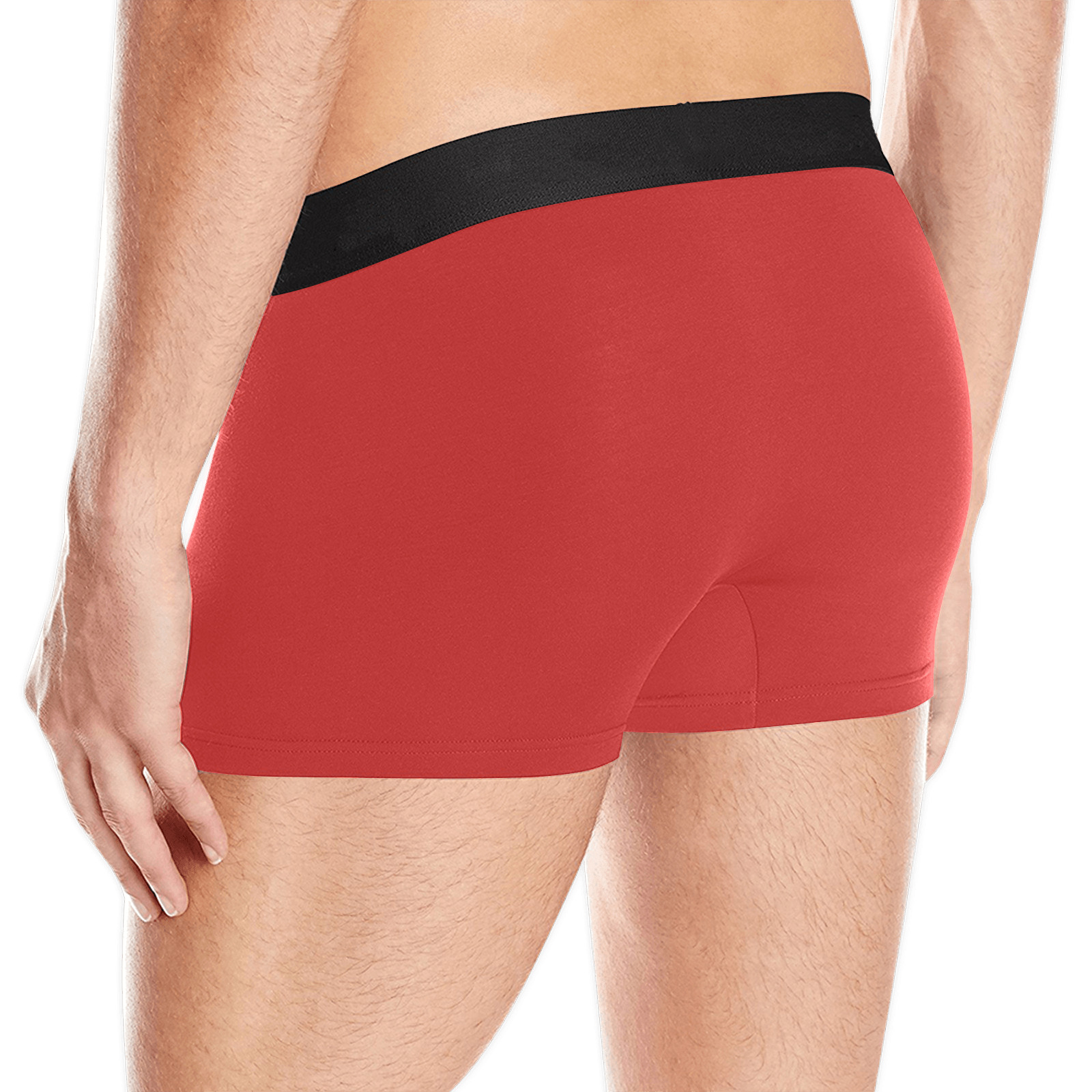 RED Men's Boxer Briefs w/ Custom Waistband (Merged Design) (Model L10)