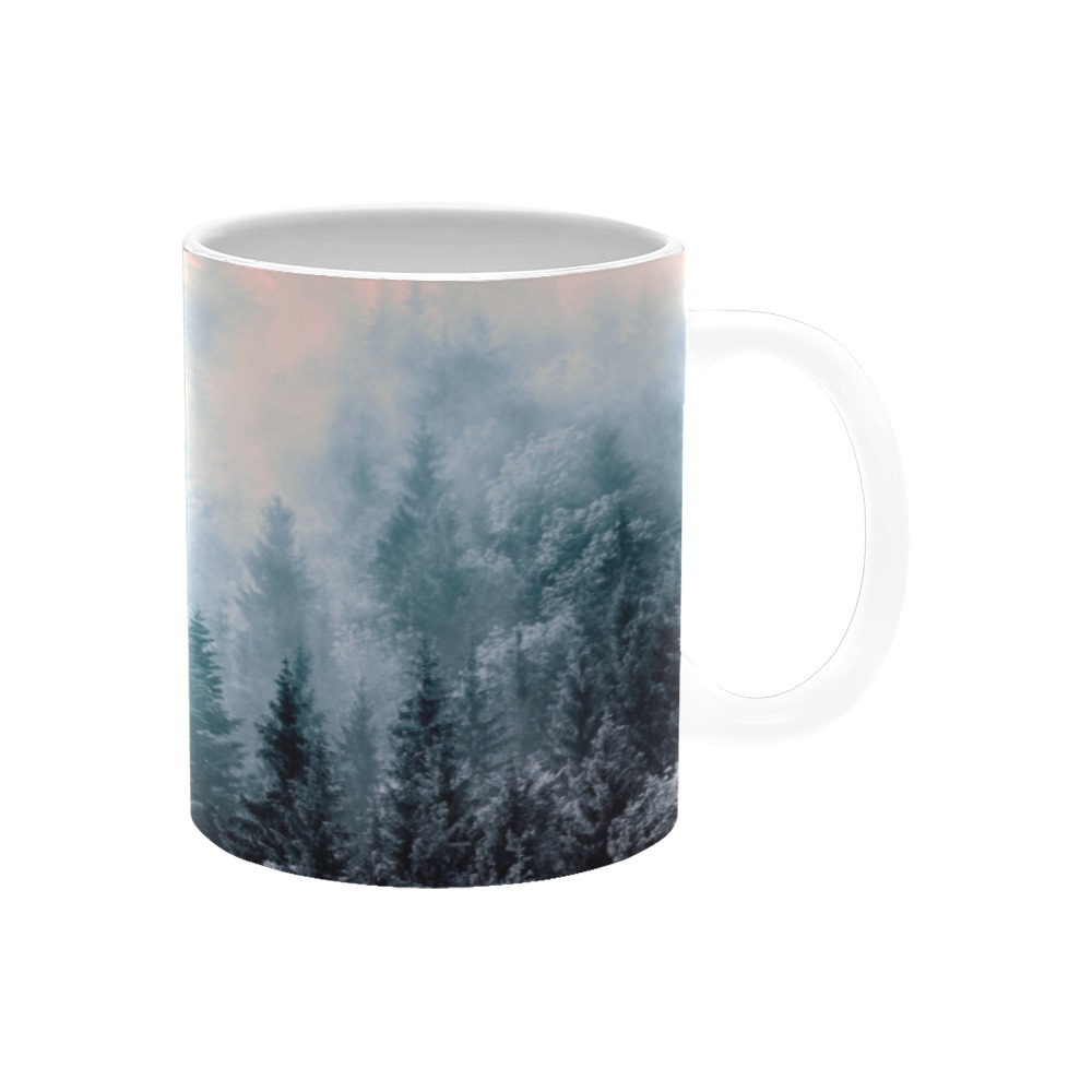 Forest in gray and pink White Mug(11OZ)