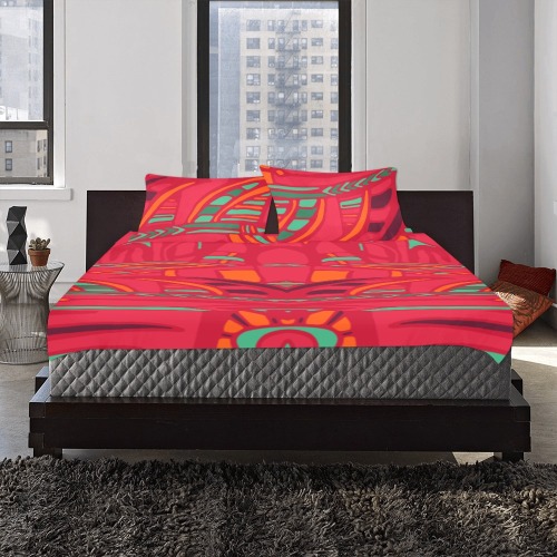 pink psy fractal 3-Piece Bedding Set