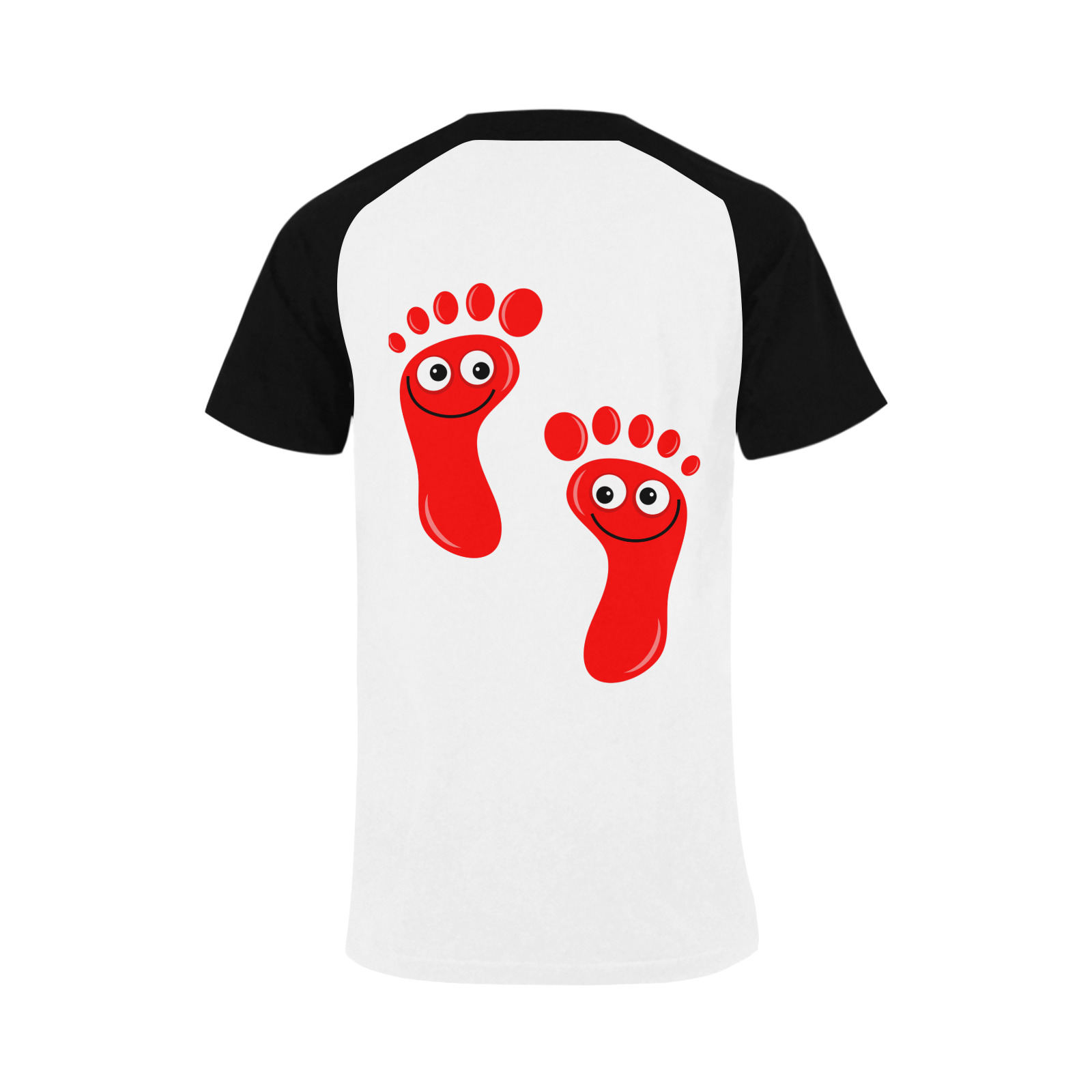 Happy Cartoon Red Human Foot Prints Men's Raglan T-shirt (USA Size) (Model T11)