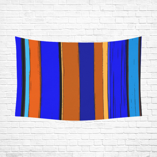 Abstract Blue And Orange 930 Polyester Peach Skin Wall Tapestry 90"x 60"