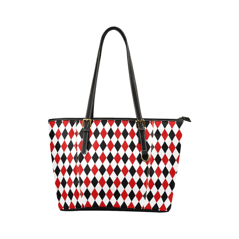 DIAMOND PATTERN Leather Tote Bag/Small (Model 1640)
