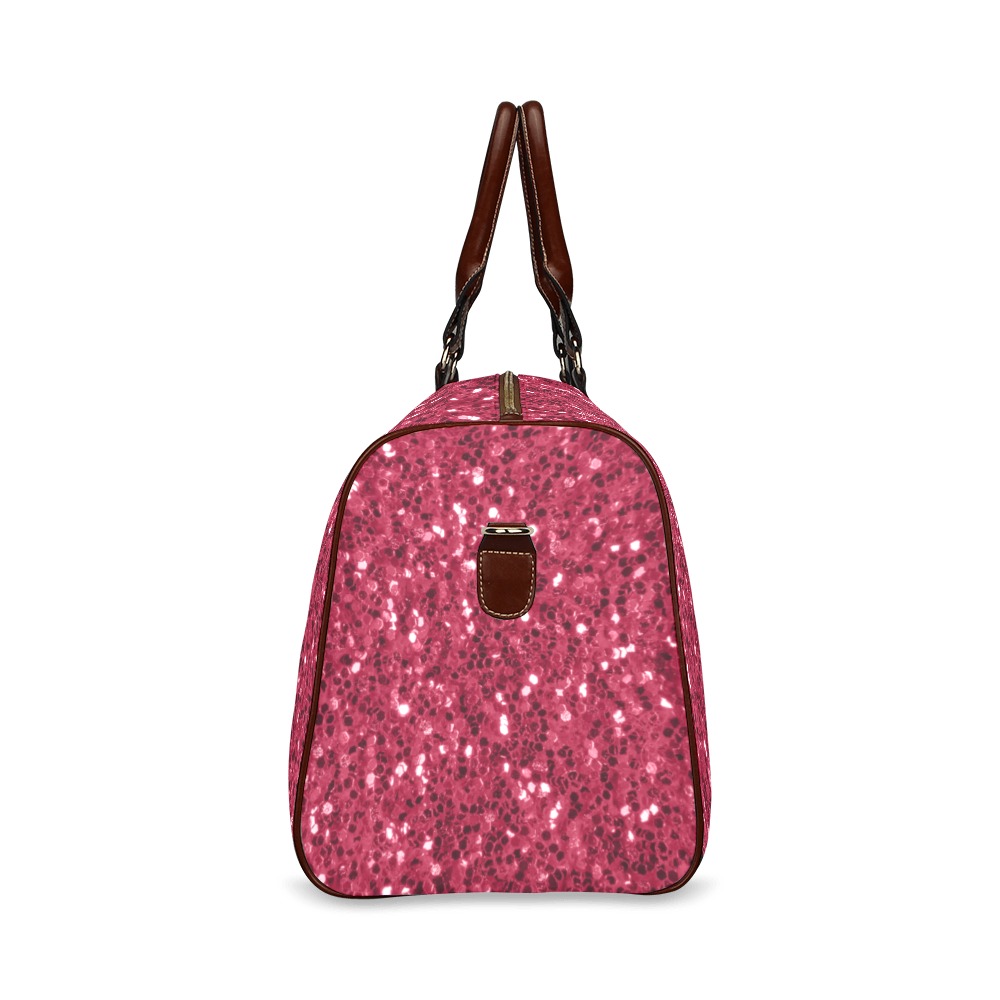 Magenta dark pink red faux sparkles glitter Waterproof Travel Bag/Small (Model 1639)