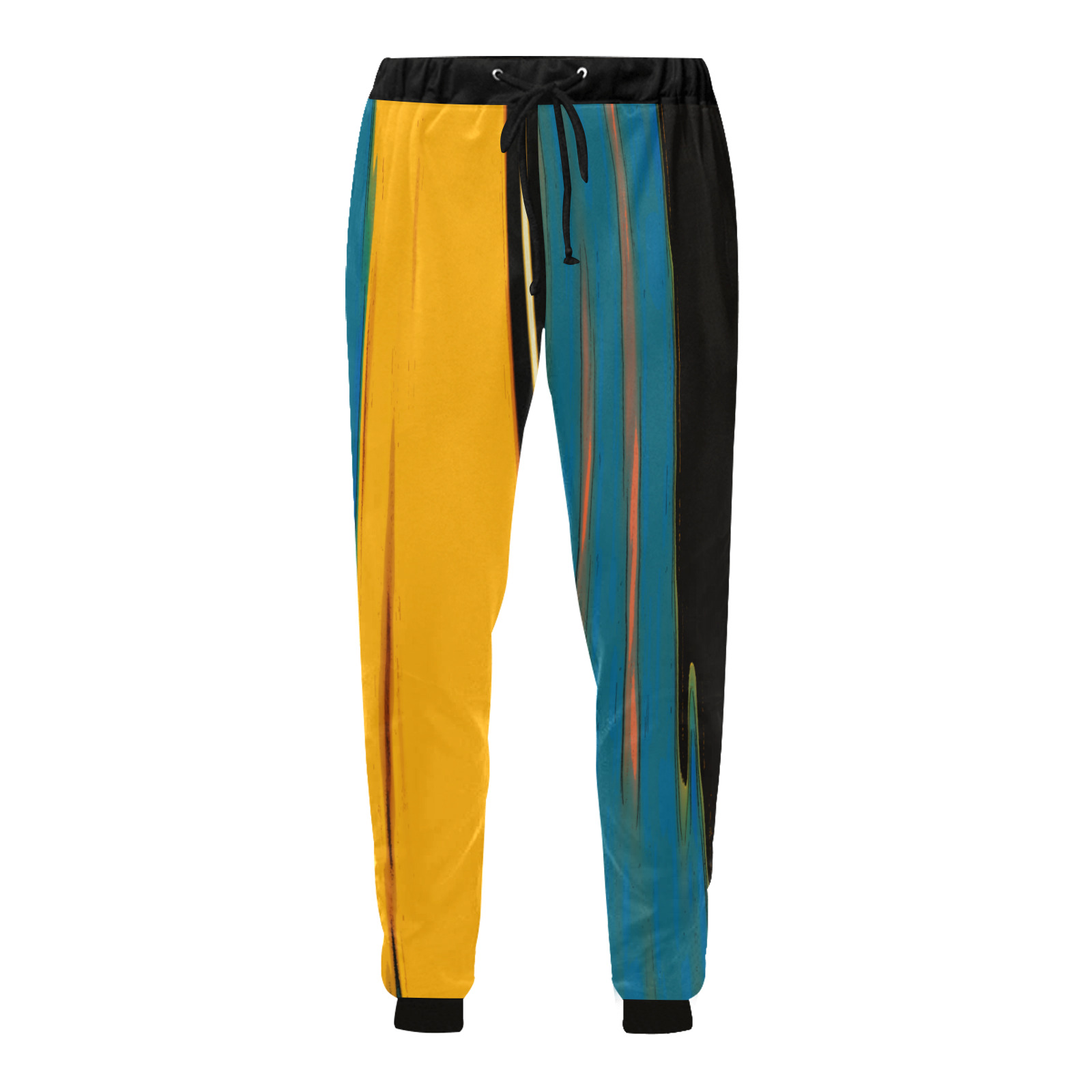 Black Turquoise And Orange Go! Abstract Art Men's All Over Print Sweatpants (Model L11)