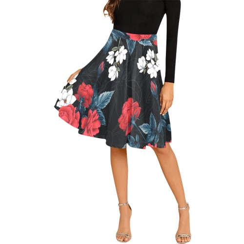 Vintage Floral Pleated Skirt Melete Pleated Midi Skirt (Model D15)