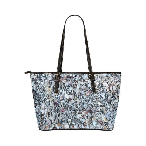 Shells On The Beach 7294 Leather Tote Bag/Large (Model 1651)