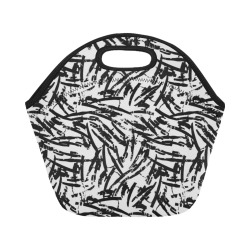 Brush Stroke Black and White Neoprene Lunch Bag/Small (Model 1669)