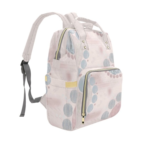 grungy-pink-circles Multi-Function Diaper Backpack/Diaper Bag (Model 1688)