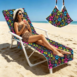 colored paws Beach chair cover Beach Chair Towel Cover with Side Pockets