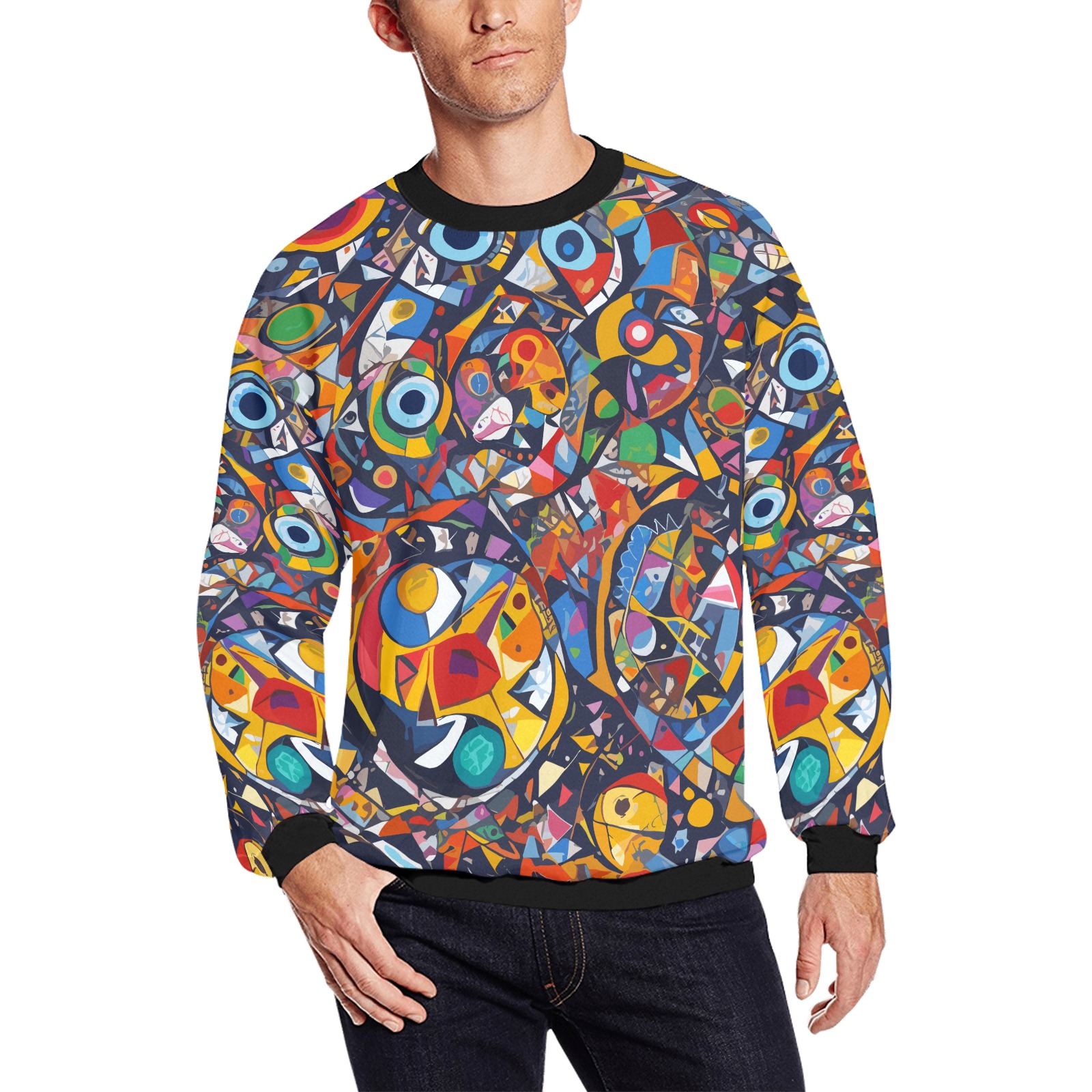 Cool colorful abstract pattern. Modernist art. Men's Oversized Fleece Crew Sweatshirt (Model H18)