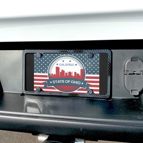 Columbus Ohio Retro American Flag Custom License Plate