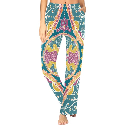 Hippie Mandala Pattern - Bohemian Chic Style 9 Women's Pajama Trousers