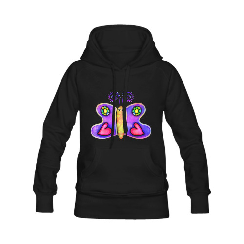 Lilac Watercolor Butterfly Doodle Cartoon Women's Classic Hoodies (Model H07)