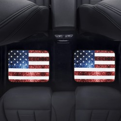 Sparkly USA flag America Red White Blue faux Sparkles patriotic bling 4th of July Back Car Floor Mat (2pcs)