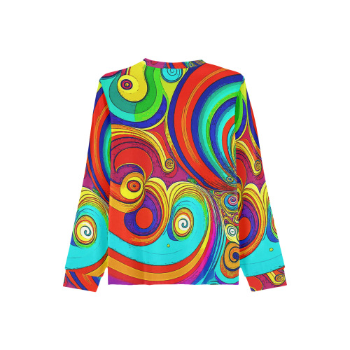 Colorful Groovy Rainbow Swirls Kids' All Over Print Pajama Top