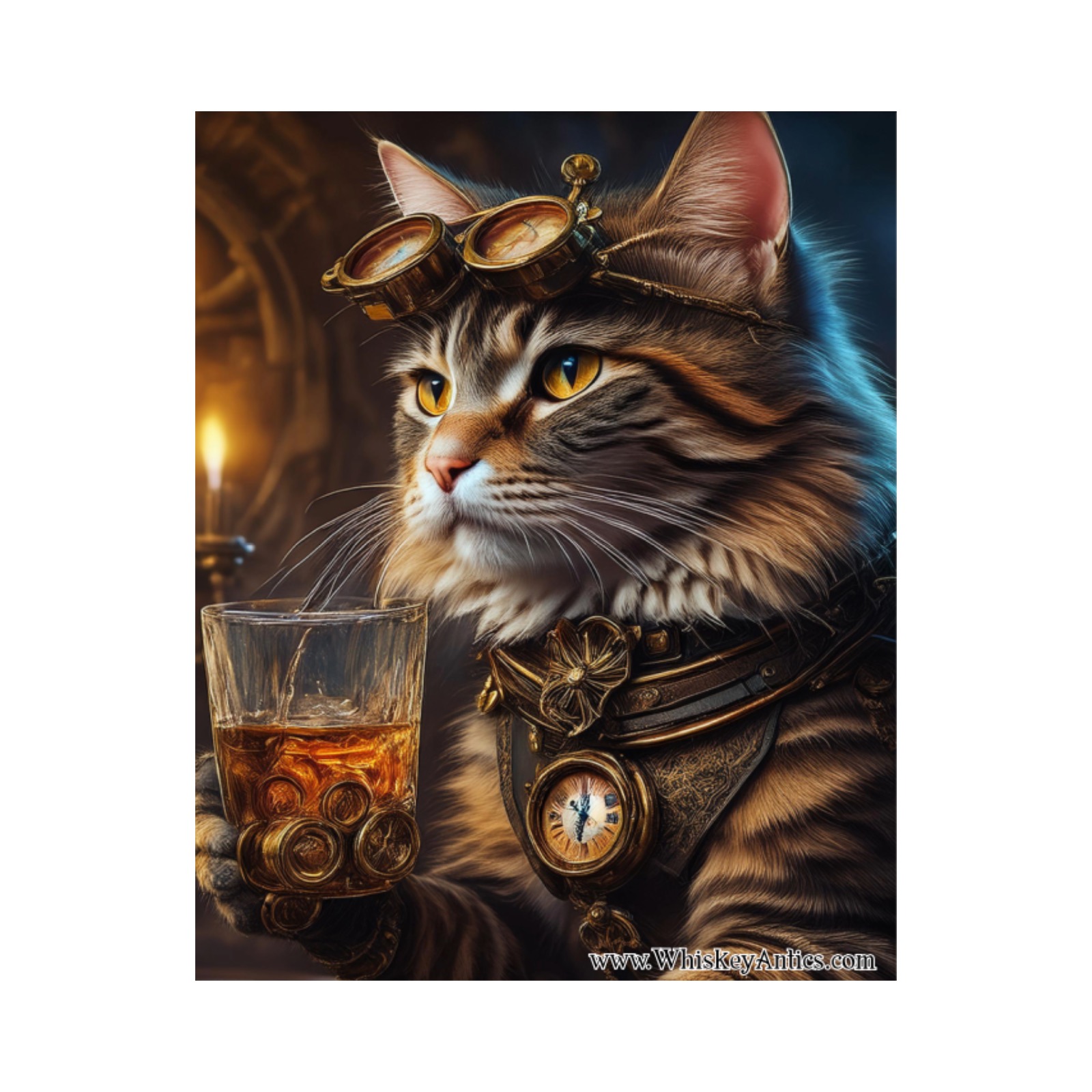 Steam Punk Cat 11 Wood Print 8"x10"