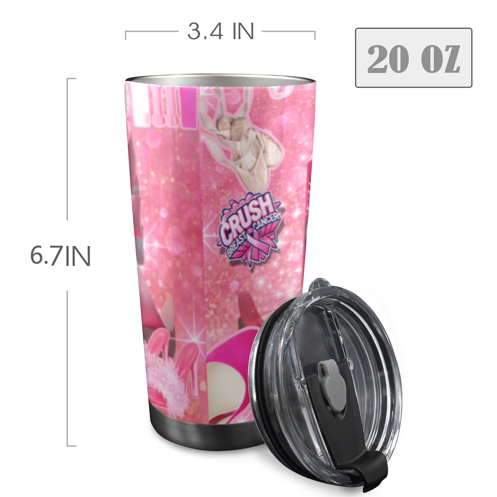 breast cancer awareness thermal 20oz Mobile Tumbler with Lid (Black Lock)