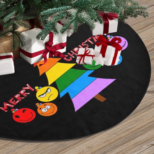 Merry Gay Christmas by Nico Bielow Thick Christmas Tree Skirt 47" x 47"