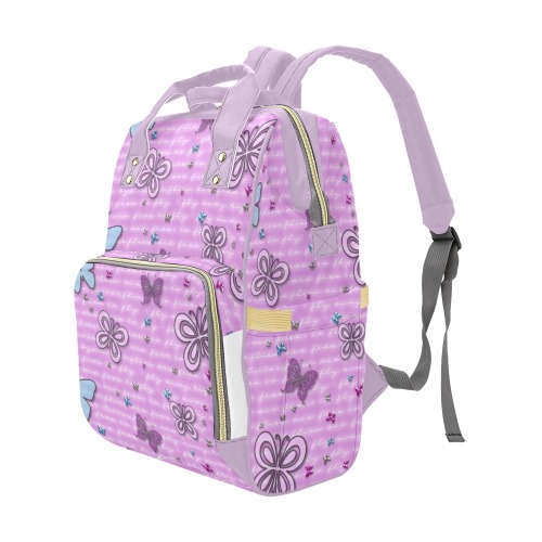 flutterbies-are-free-to-fly Multi-Function Diaper Backpack/Diaper Bag (Model 1688)